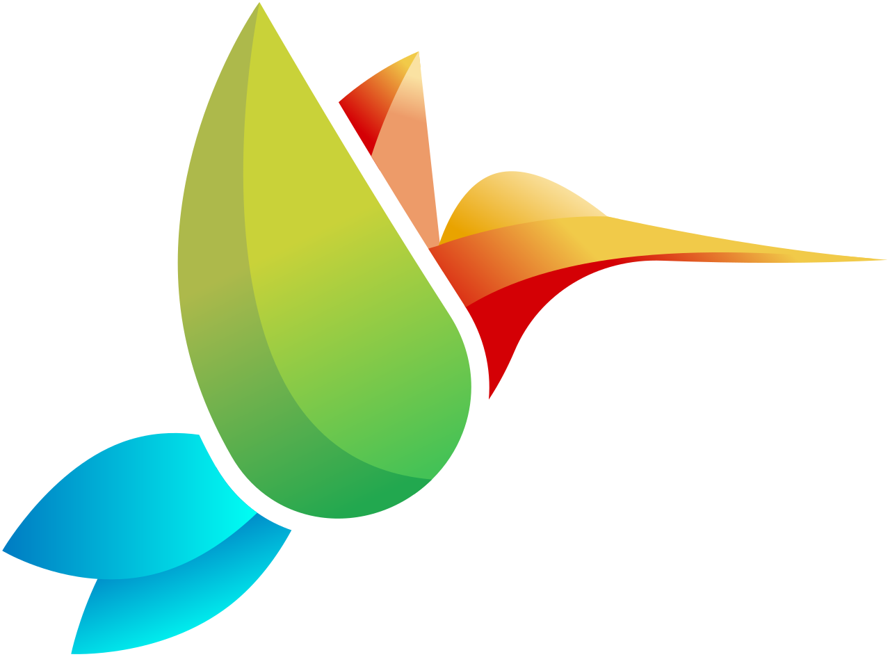 Company Logo Colorful Hummingbird the represents the many colors we find in all our customer photo magnet orders